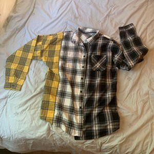 COOL SPLIT PATCHWORK LIKE FLANNEL SHIRT